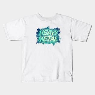 HEAVY METAL! (Green Splatter Typo Design) Kids T-Shirt